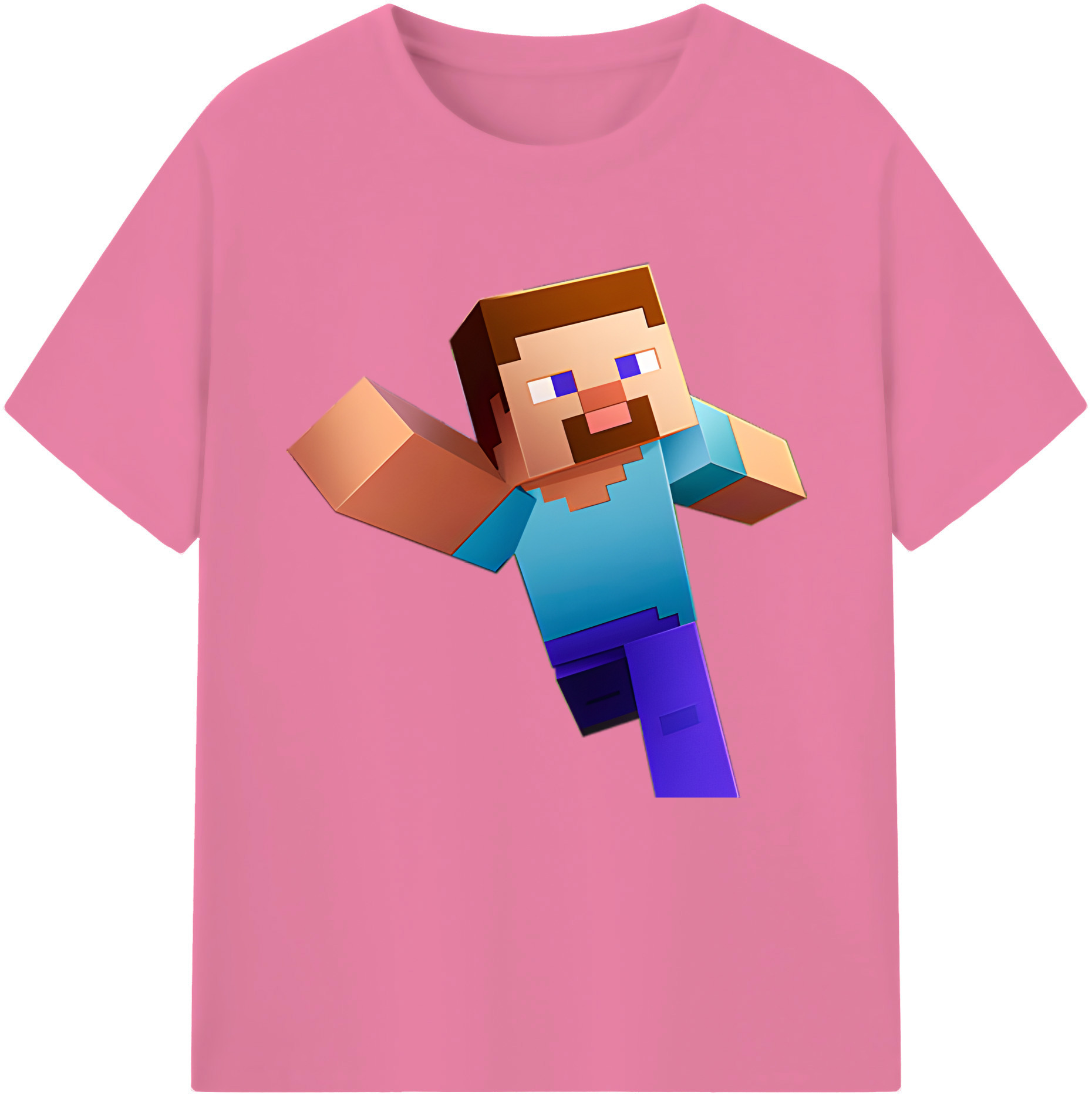 （画像用） マインクラフト ブロックの世界 Minecraft MC Block world 綿100％半袖Tシャツ（フロントプリント）
